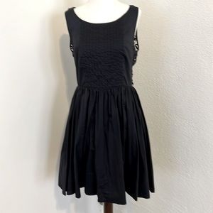 Anthropologie Moulinette Soeurs Womens Black Fit Flare Knee Dress Pockets Size 8